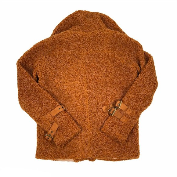 Miss Me Orange and Brown Teddy Jacket Cozy Chic - Picture 6 of 7